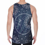 Vintage Sun And Moon Pattern Print Men's Velvet Tank Top