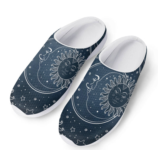 Vintage Sun And Moon Pattern Print Mesh Casual Shoes