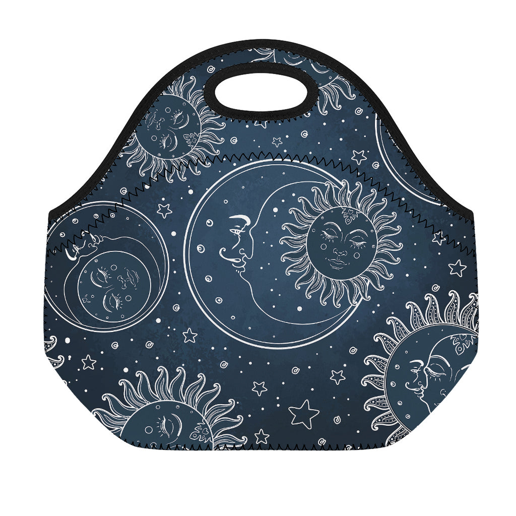 Vintage Sun And Moon Pattern Print Neoprene Lunch Bag