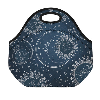 Vintage Sun And Moon Pattern Print Neoprene Lunch Bag
