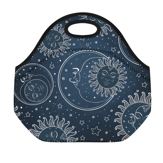 Vintage Sun And Moon Pattern Print Neoprene Lunch Bag