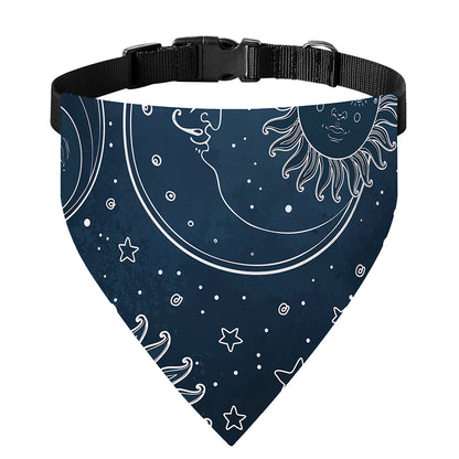 Vintage Sun And Moon Pattern Print Over The Collar Dog Bandana