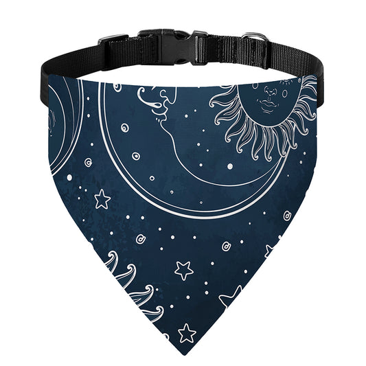 Vintage Sun And Moon Pattern Print Over The Collar Dog Bandana