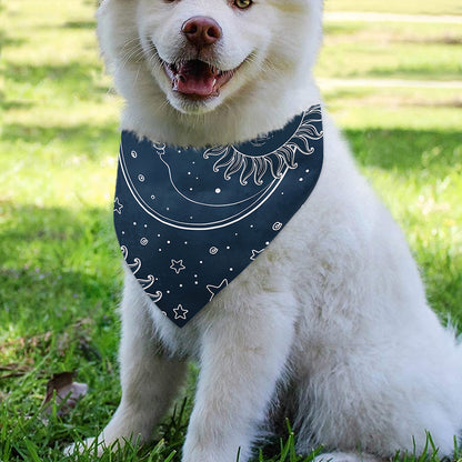 Vintage Sun And Moon Pattern Print Over The Collar Dog Bandana