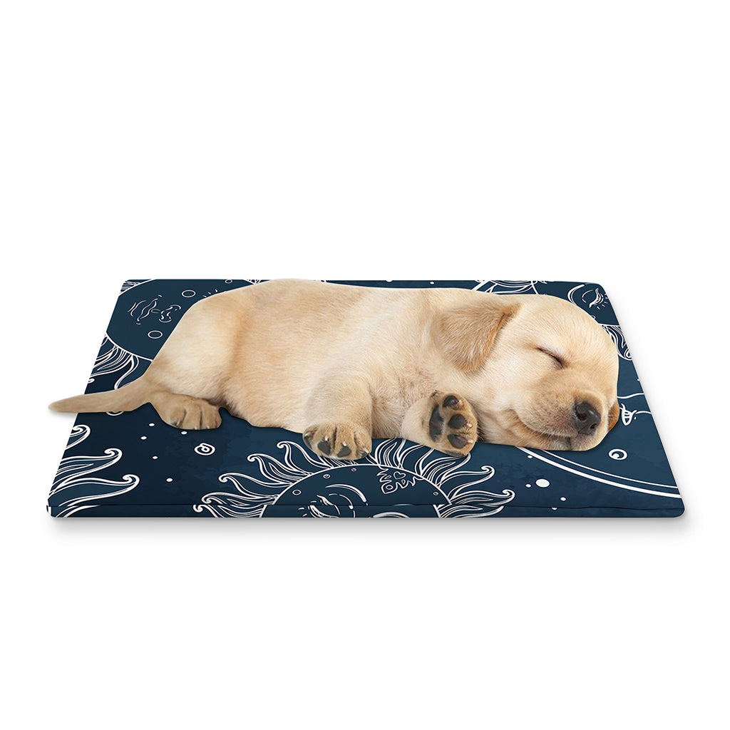 Vintage Sun And Moon Pattern Print Pet Cooling Mat Cover