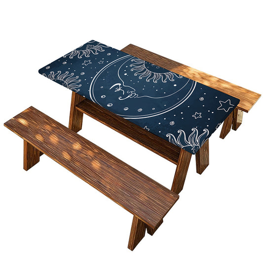 Vintage Sun And Moon Pattern Print Picnic Table Cover