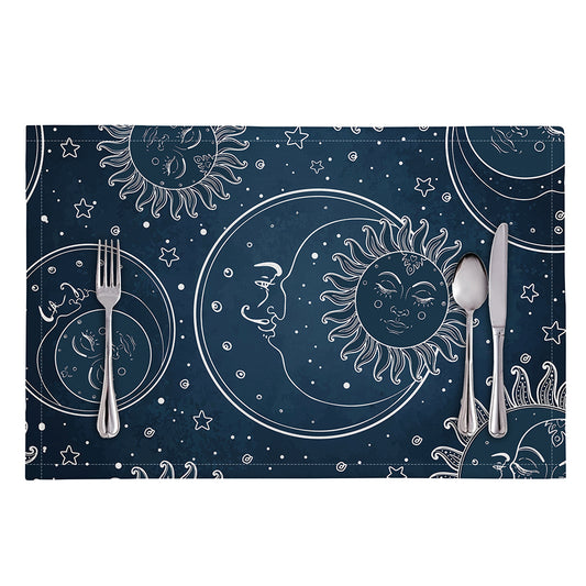 Vintage Sun And Moon Pattern Print Placemat
