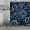 Vintage Sun And Moon Pattern Print Polyester Shower Curtain