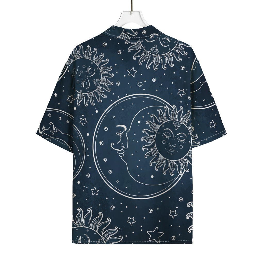 Vintage Sun And Moon Pattern Print Rayon Hawaiian Shirt