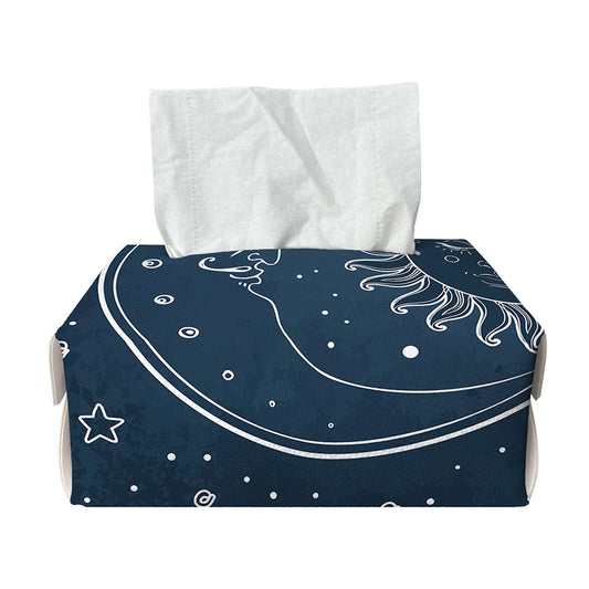 Vintage Sun And Moon Pattern Print Rectangle Tissue Box Cover