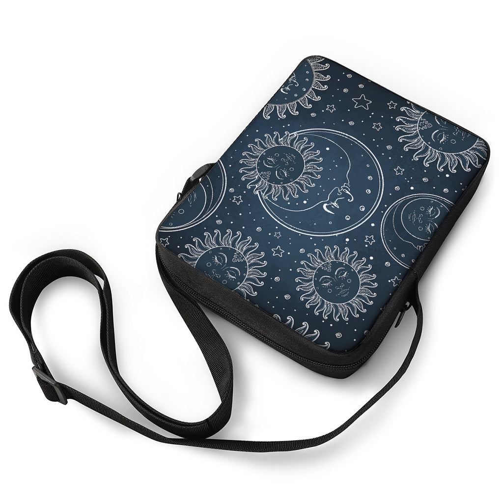 Vintage Sun And Moon Pattern Print Rectangular Crossbody Bag