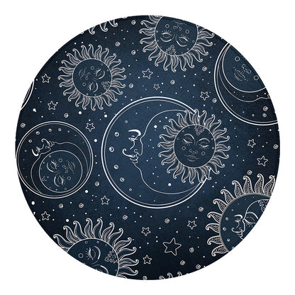 Vintage Sun And Moon Pattern Print Round Blanket