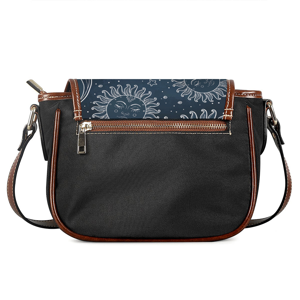 Vintage Sun And Moon Pattern Print Saddle Bag
