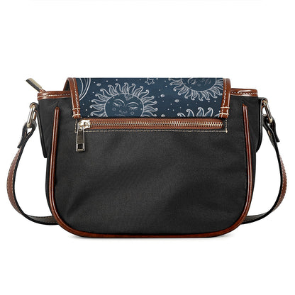 Vintage Sun And Moon Pattern Print Saddle Bag
