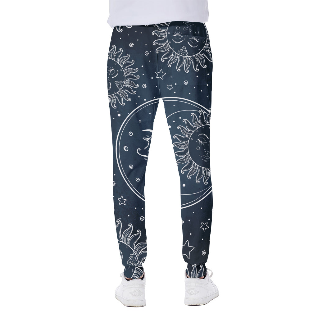 Vintage Sun And Moon Pattern Print Scuba Joggers