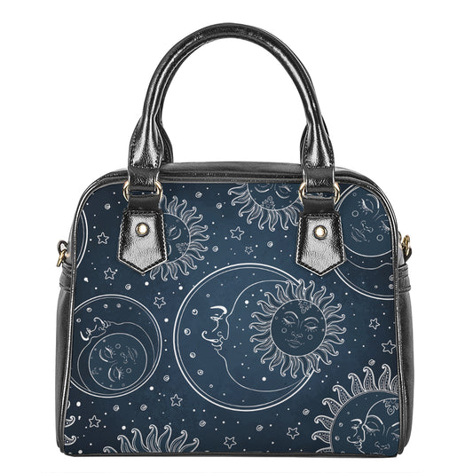 Vintage Sun And Moon Pattern Print Shoulder Handbag