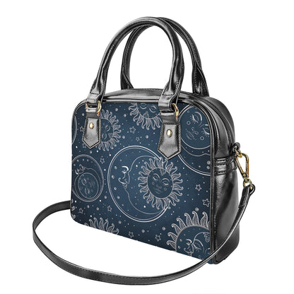 Vintage Sun And Moon Pattern Print Shoulder Handbag