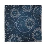 Vintage Sun And Moon Pattern Print Silk Bandana