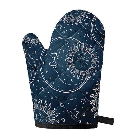 Vintage Sun And Moon Pattern Print Single Oven Mitt