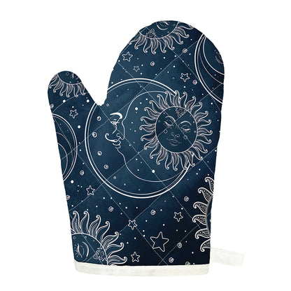 Vintage Sun And Moon Pattern Print Single Oven Mitt
