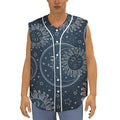 Vintage Sun And Moon Pattern Print Sleeveless Baseball Jersey