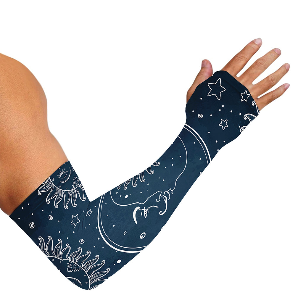 Vintage Sun And Moon Pattern Print Sun Protection Arm Sleeves