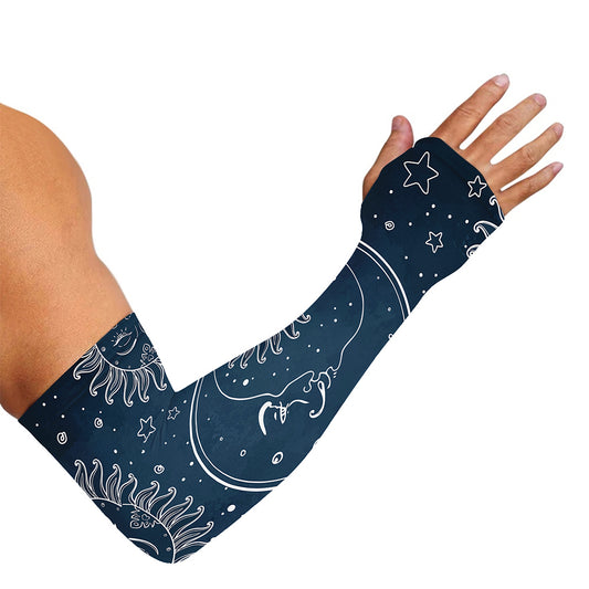 Vintage Sun And Moon Pattern Print Sun Protection Arm Sleeves