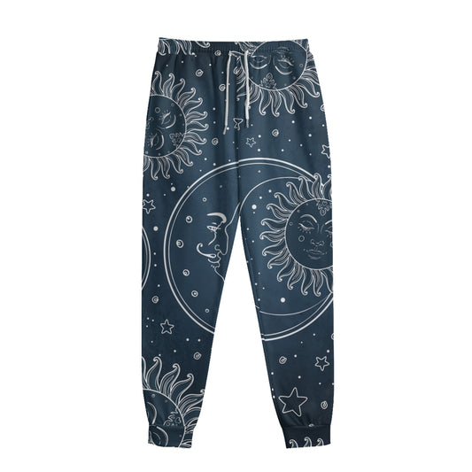 Vintage Sun And Moon Pattern Print Sweatpants