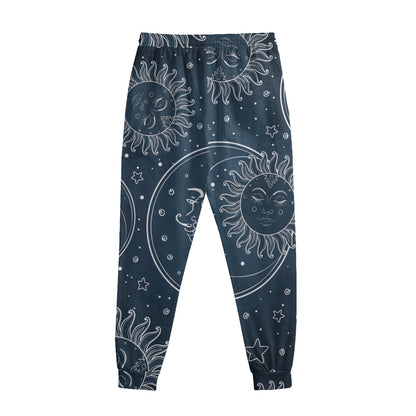 Vintage Sun And Moon Pattern Print Sweatpants