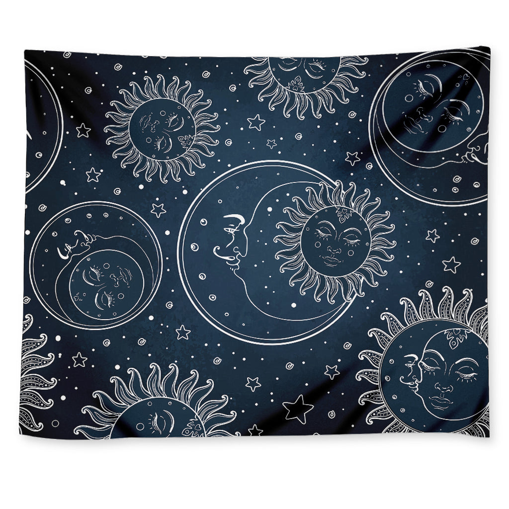 Vintage Sun And Moon Pattern Print Tapestry