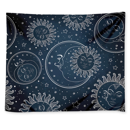 Vintage Sun And Moon Pattern Print Tapestry