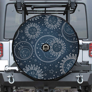 Vintage Sun And Moon Pattern Print Tire Cover With Camera Hole