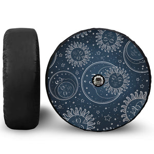 Vintage Sun And Moon Pattern Print Tire Cover With Camera Hole