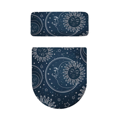 Vintage Sun And Moon Pattern Print Toilet Lid And Tank Cover Set