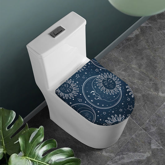 Vintage Sun And Moon Pattern Print Toilet Lid Cover
