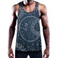 Vintage Sun And Moon Pattern Print Men's Workout Tank Top