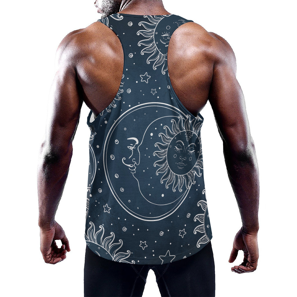 Vintage Sun And Moon Pattern Print Training Tank Top