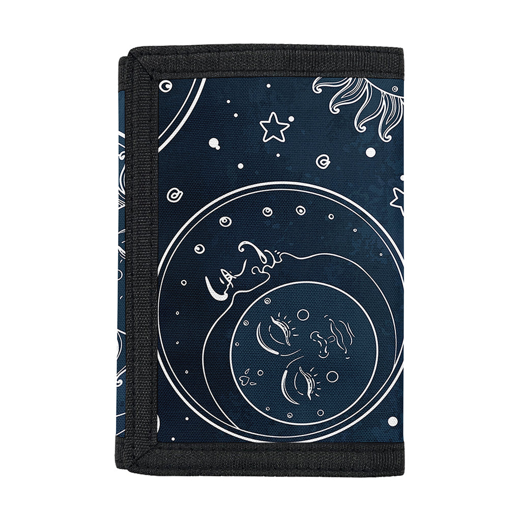 Vintage Sun And Moon Pattern Print Trifold Wallet