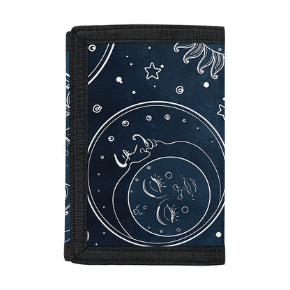 Vintage Sun And Moon Pattern Print Trifold Wallet