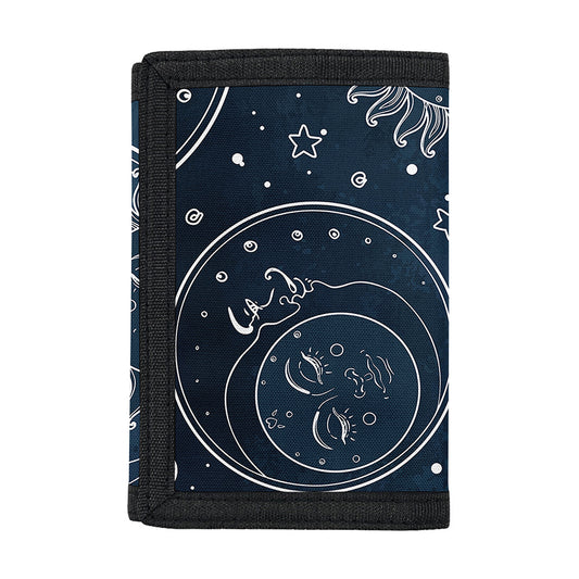Vintage Sun And Moon Pattern Print Trifold Wallet