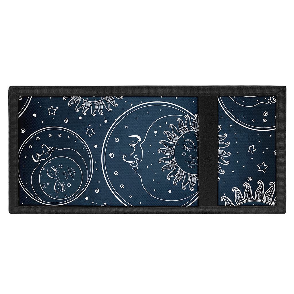 Vintage Sun And Moon Pattern Print Trifold Wallet