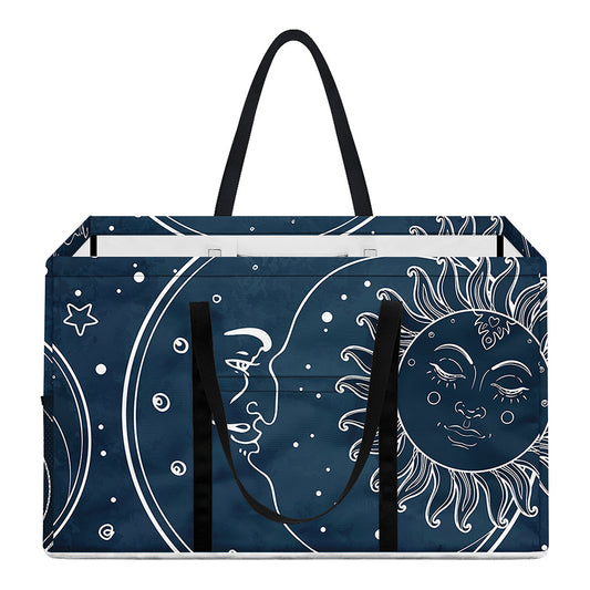 Vintage Sun And Moon Pattern Print Utility Tote Bag