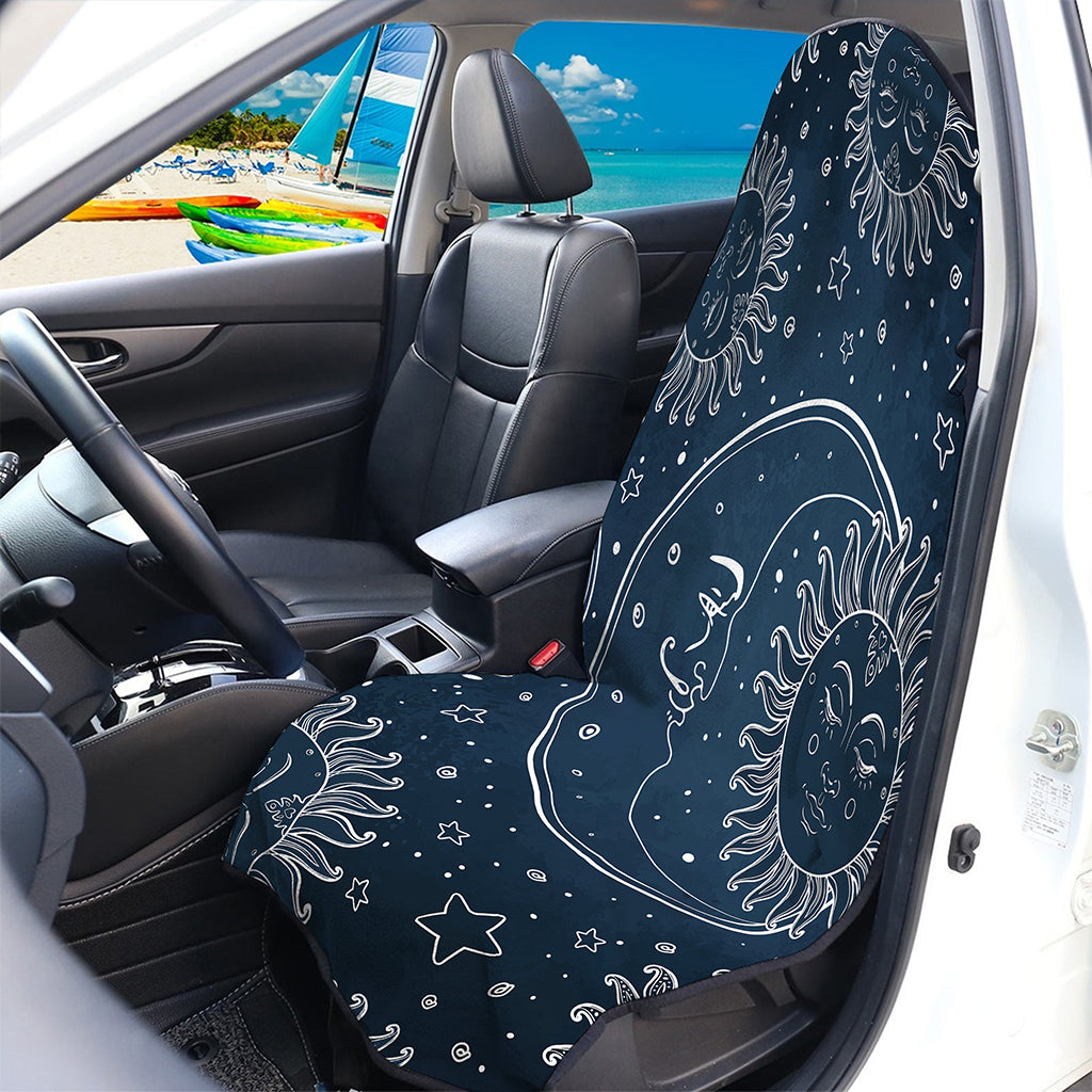 Vintage Sun And Moon Pattern Print Waterproof Car Seat Cover
