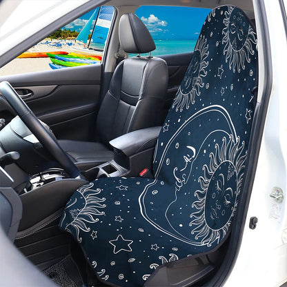 Vintage Sun And Moon Pattern Print Waterproof Car Seat Cover