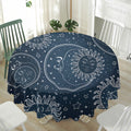 Vintage Sun And Moon Pattern Print Waterproof Round Tablecloth