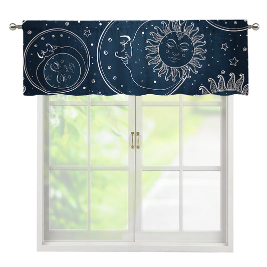 Vintage Sun And Moon Pattern Print Window Valance