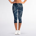 Vintage Sun And Moon Pattern Print Women's Capri Leggings