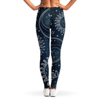 Vintage Sun And Moon Pattern Print Women's Leggings
