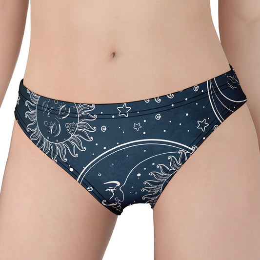 Vintage Sun And Moon Pattern Print Women's Panties