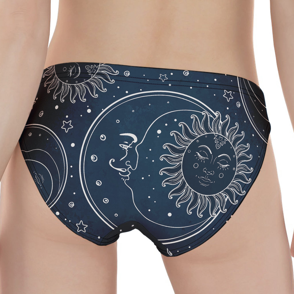 Vintage Sun And Moon Pattern Print Women's Panties